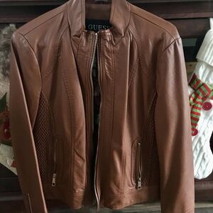 GUESS Women's Brown faux Leather Jacket